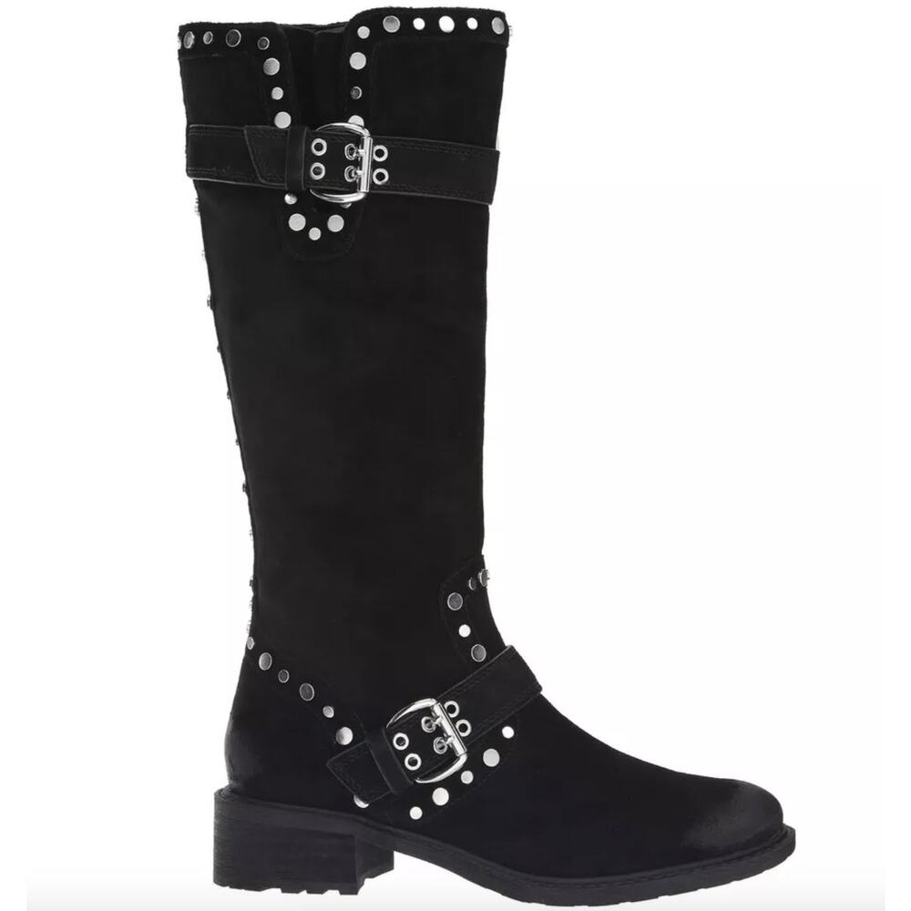 Sam Edelman Deryn Suede Studded Mid Calf Boots In Black Size 8 New